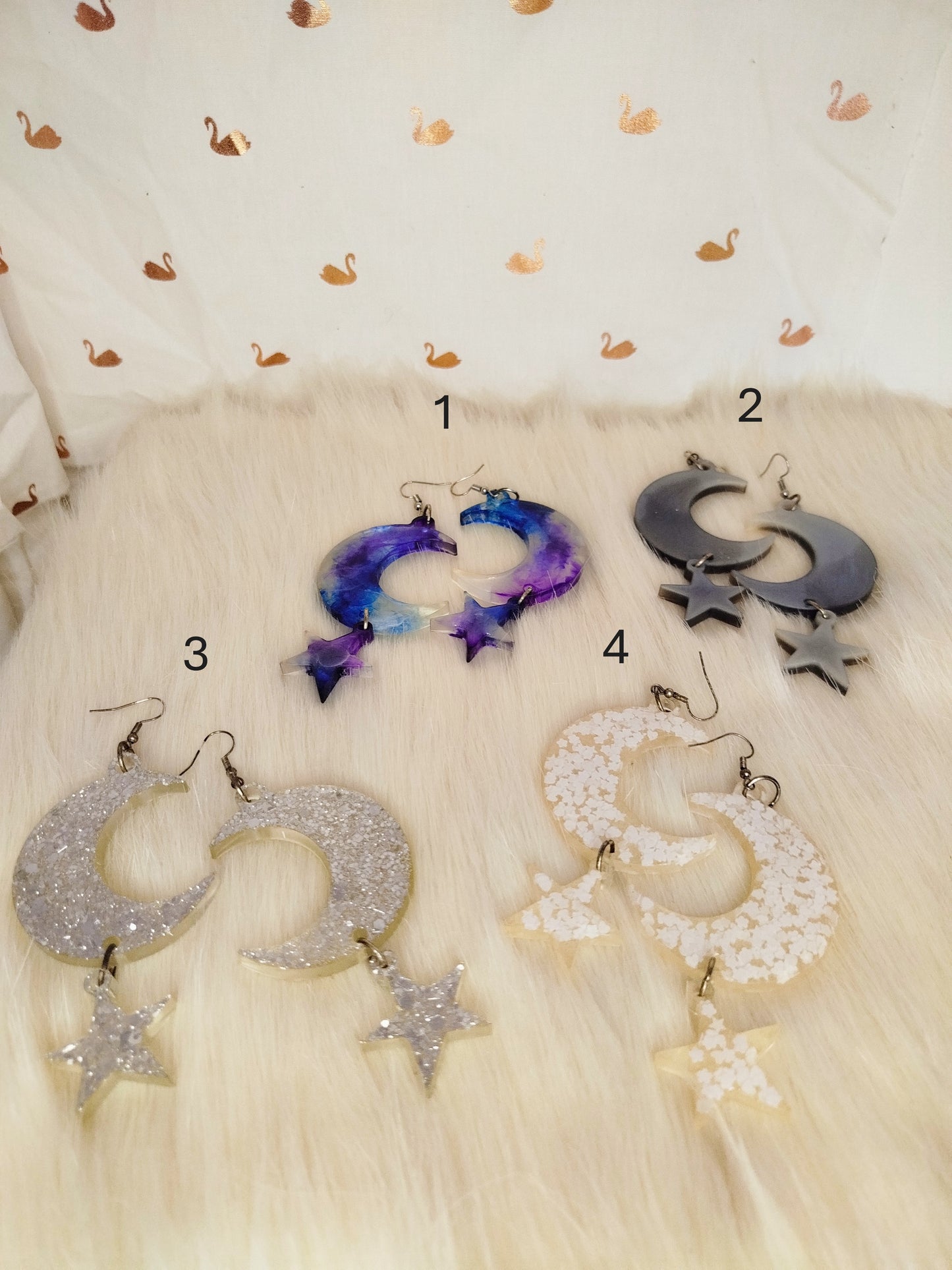 Boucle d'oreille lune et étoile